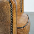 Unieke En Karaktervolle Oude Schapenleren Fauteuil/armchair Met Bijzondere Kleuren thumbnail 10