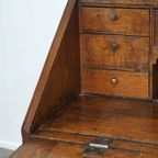 Praktische Antieke Engelse Eikenhouten 18E Eeuwse Secretaire/ Klep Bureau thumbnail 16