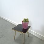 Bijzettafel Met Messing En Zwart Glazen Blad, Plantentafel Nr. 23 thumbnail 2