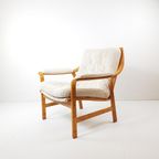 Vintage Rotan Fauteuil Nieuw Gestoffeerd Off White Rib thumbnail 10