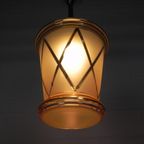 Art Deco Hanglamp Met Roze Glazen Kap, Jaren 30 thumbnail 10