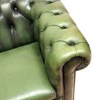 Groene Vintage Lederen 3-Persoons Chesterfield Bank thumbnail 5