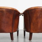 Unieke Set Van 4 Schapenleren Clubfauteuils Met Prachtige Kleuren En Een Comfortabele Zit thumbnail 4