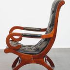 Tijdloze En Klassieke Groene Engelse Stijl Rundleren Chesterfield Fauteuil Met Hout thumbnail 4