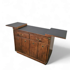 Vintage Drexel Accolade Campaign Server Dry Bar On Casters / Flip Top 1980s thumbnail 6