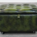 Groene Rundleren Chesterfield Hocker/ Opberg Poef Met Wieltjes thumbnail 3