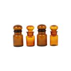 Set Van 4 Oude Apotheker Medische Flessen Potten Bruin Amber Glas thumbnail 5