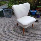 Cocktail Stoel Vintage Wit Fauteuil Retro Jaren 50/60 thumbnail 3