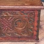 Polychrome Beschilderde Eikenhouten Bruidskistje thumbnail 16