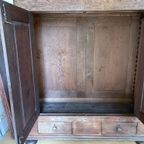 Antieke Vintage Eikenhouten Biedermeierkast thumbnail 7