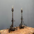 Set Van Twee Engelse Arts & Crafts Tafellampen thumbnail 22