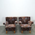 Set Bloemen Fauteuils Met Houten Poten thumbnail 6