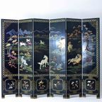 Black Oriental Room Divider With Marble Stone Details thumbnail 9