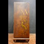 Vintage Rode Chinese Kast Vogels, Bloemen / Bohemian Kast / Oosterse Kast / Chinese Red Cabinet thumbnail 7