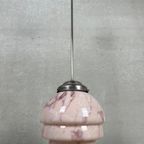 Art Deco Rosé Gemarmerde Opaline Hanglamp thumbnail 3