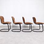 Willy Rizzo Stoelen - Cognac Leder - Cidue Italy thumbnail 9