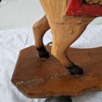 Vintage Hand-carved Wood Horse Toy Old 45cm thumbnail 3