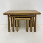 Set Of Nesting Tables Solid Oak Wood Brutalist , 1970S thumbnail 6