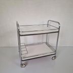 Franse Vintage Trolley Barcart Formica Chroom Bauhaus. thumbnail 3