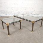 Set Van 2 Vintage Chroom / Messing Salontafels thumbnail 8