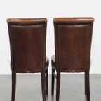 Set Van 6 Nette Eetkamerstoelen Gemaakt Van Schapenleer In Een Warme Cognac Kleur thumbnail 2