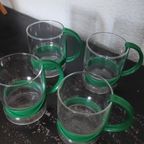 Vintage Theeglazen Met Groen Oor 4X thumbnail 3