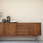 Vintage Palissander Dressoir / Sideboard Met 3 Deurtjes En 4 Lades thumbnail 6