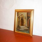 Vintage Architectural Painting * Signed Framed Oil Painting thumbnail 6