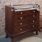 Franse Vintage Commode Met Lades Wit Marmeren Blad thumbnail 7