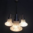 Vintage Hanglamp Met 3 Gewolkte Glazen Kappen thumbnail 4