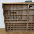 Brocante, Bruine Antieke Houten Letterbak, Wanddecoratie H thumbnail 7