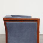 Leuke Schuitema Art Deco Design Bank Met Mooie Blauwe Nubuck Lederen Bekleding thumbnail 2