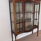 Antiek Engels Mahonie Vitrinekast Met 1 Deur, Met Bol Glas, 122 Cm Breed thumbnail 2