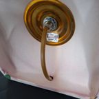 Vintage Murano Glazen Kelk Tafellamp Met Gouddkleurige Aardewerk Voet. Jaren 1970-1980 thumbnail 10