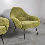 Vintage Set Franse Lounge Stoelen Fauteuils Limegroen thumbnail 10