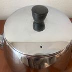 Vintage Nederlandse Dubbelwandige Chromen Theepot Gemaakt Door Bredemeijer In De Jaren Zestig! thumbnail 4