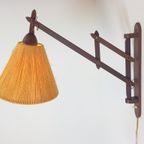 Vintage Fog & Mørup Teak Wandlamp Schaar Lamp Rope '50 Deens thumbnail 5