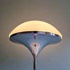 Modernistische Vloerlamp In Verchroomd Metaal En Wit Gesatin thumbnail 13