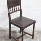 Set Of 3 Renaissance Chairs In Oak And Embossed Leather, 19Th Century, Belgium Prijs/Set thumbnail 8