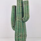 Vintage Rotan Cactus Bohemien Plant Boho Rattan Groen '70 thumbnail 7