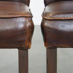 Set Van 6 Donkere En Statige Tijdloze Schapenleren Eetkamerstoelen Met Een Correcte Afwerking thumbnail 8