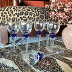 Likeurglas Set Blue Swirl Kristal Vintage thumbnail 2