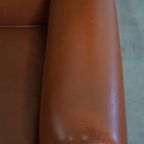 Stijlvolle En In Correcte Staat Verkerende Cognac Kleurige Rundleren Oorfauteuil In Engelse Stijl thumbnail 11