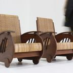 Set Art Deco Design Rattan Woven Lounge Chairs , 1930S Italy thumbnail 6