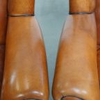 Geweldige Set Van 2 Luxe En Comfortabele Schapenleren Oorfauteuils Met Zwarte Biezen thumbnail 2