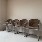 Vier Vintage Chromen Slede Eetkamerstoelen thumbnail 10