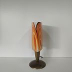 Vintage '60-70s Style' Glazen Tafellamp Geel Oranje Vlam/swirlmotief thumbnail 6