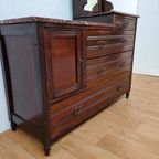 Vintage Dressoir Commode Ladekast Make-up Kast Badkamerkast Met Marmer Blad thumbnail 8
