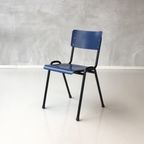 Retro Eettafelstoelen Nieuw Restaurant Kantoor School Blauw thumbnail 2