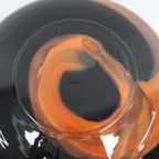 Grote Vintage Vaas Glas Zwart Oranje thumbnail 4